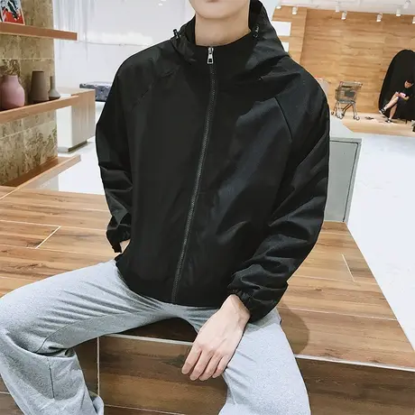连帽外套男ins潮春秋2021新款棒球服休闲百搭男装教练夹克冲锋衣商品大图