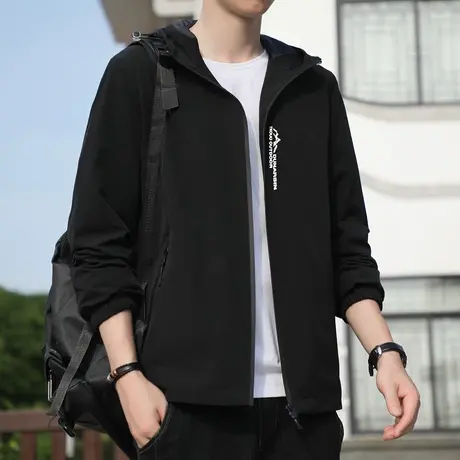 大码冲锋衣男士春秋新款美式机能防风带帽登山服夹克外套秋冬男装商品大图