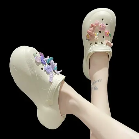 洞洞鞋女夏季ins潮时尚外穿可爱卡通厚底防滑增高沙滩包头凉拖鞋商品大图