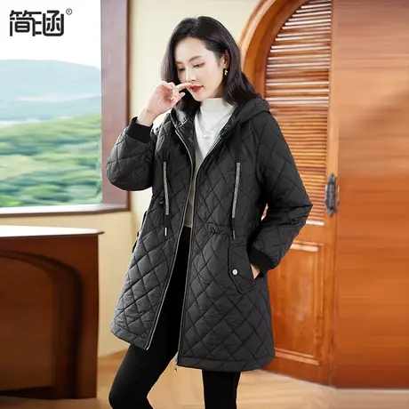 简涵大码女装2023年冬装显瘦棉服时尚棉袄中长款加厚保暖棉衣外套图片
