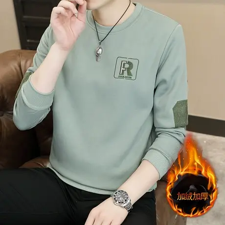 2023新款保暖内衣男士秋冬季加绒加厚圆领打底衫可外穿单件上衣服图片
