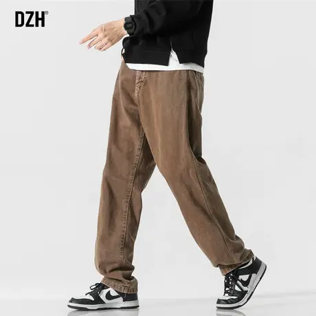 男士咖色休闲裤潮牌男纯棉工装裤子男裤2023年新款直筒裤百搭长裤商品大图