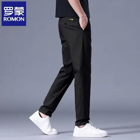 罗蒙高端棉弹休闲裤男2025夏季薄款修身直筒长裤百搭纯色西裤N2Z商品大图