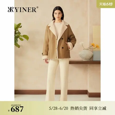 【100澳洲初剪绵羊毛】YINER音儿专选2025春季新款廓形毛呢外套图片