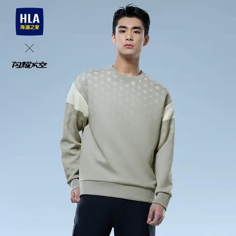 HLA/海澜之家轻商务航天系列卫衣25春夏新微弹圆领弹柔珠地长袖男商品大图