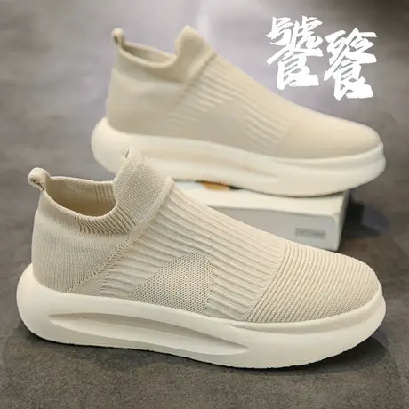 网鞋男夏季透气2025新款飞织网面男鞋休闲跑步中帮袜子运动老爹鞋商品大图