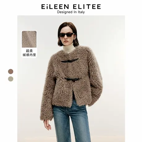 朗姿欧洲EiLEEN ELITEE冬季新款高级感加厚仿皮草上衣冬气质外套图片