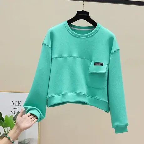 2023春秋短款宽松无帽休闲卫衣春季新款韩版薄款外套ins上衣女潮图片