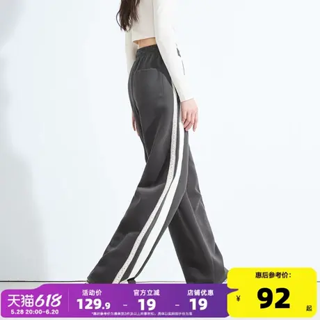 唐狮2025秋季新款女休闲裤女宽松侧边拼接设计撞色百搭拼接长裤KZ商品大图