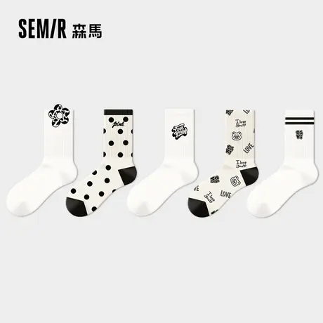 森马女袜子中筒棉袜可爱卡通日系女生长袜春夏季学院韩版/猪王子图片