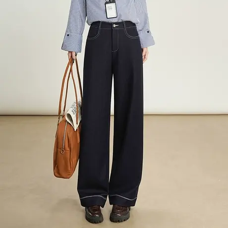 时髦休闲阔腿裤女秋季2025新款高腰垂感显瘦长裤通勤百搭直筒裤子商品大图