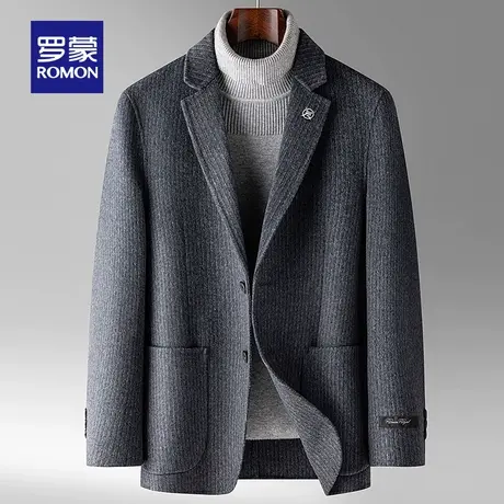 【双面呢】罗蒙男士呢子外套2025秋冬新款羊毛保暖短款毛呢大衣男图片
