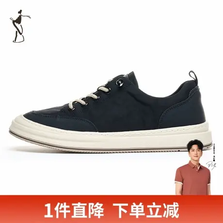 才子男鞋休闲雨伞布板鞋男2024新款软底舒适防泼水黑色休闲布鞋潮商品大图