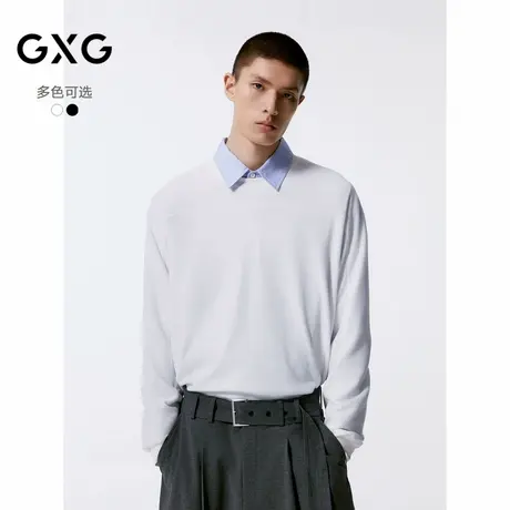 GXG男装  多色华夫格简约基础设计长袖T恤24年秋季品G24X343001商品大图