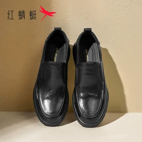 红蜻蜓男士皮鞋2025秋季新款休闲真皮平底舒适一脚蹬皮鞋WTA35059商品大图