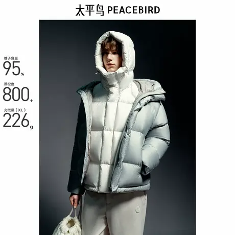 【商场同款】太平鸟男装 95%进口鸭绒面包服连帽羽绒服B1ACE4304商品大图