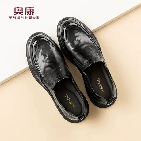 奥康男鞋2026春季新款真皮商务休闲皮鞋软底一脚蹬中年爸爸鞋子商品大图