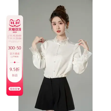 韩语琳高级感白衬衫女2023年新款洋气时尚春秋设计感小众长袖上衣图片