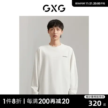 GXG男装 商场同款重磅绣花长袖T恤 2023年秋季新品GEX13412763商品大图
