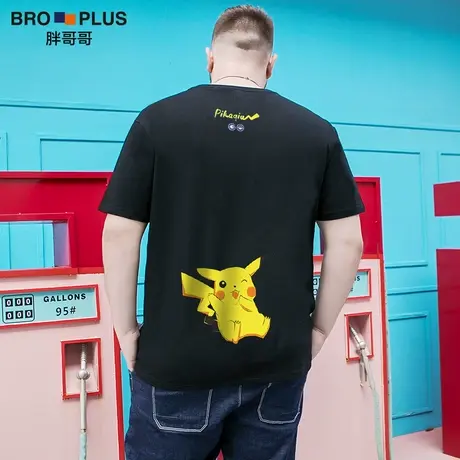 胖哥哥肥佬T恤短袖男宽松胖子加肥加大纯棉趣味卡通大码男装半袖图片