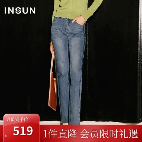 恩裳COVER2023秋新款环保绳染工艺微喇裤复古舒适微弹棉质牛仔裤图片