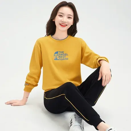 名牌运动服套装女士2024春秋新款时尚设计感圆领卫衣休闲服两件套图片