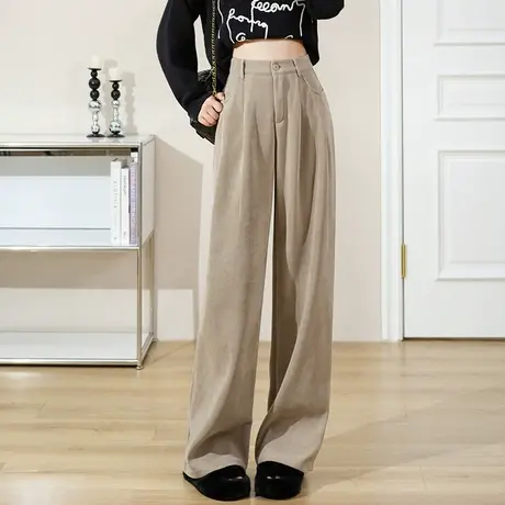 美式裤子女2023新款阔腿裤休闲运动裤直筒裤垂感高级感工装裤女裤商品大图