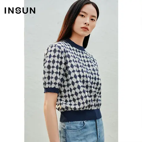 INSUN恩裳专选夏季圆领套头冰丝针织衫商品大图