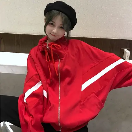 开衫拉链卫衣女春秋韩版学生宽松原宿bf慵懒风薄款ins超火cec外套商品大图