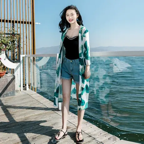 夏季超仙雪纺连衣裙气质长裙沙滩裙开衫披风罩衫上衣三亚海边度假图片