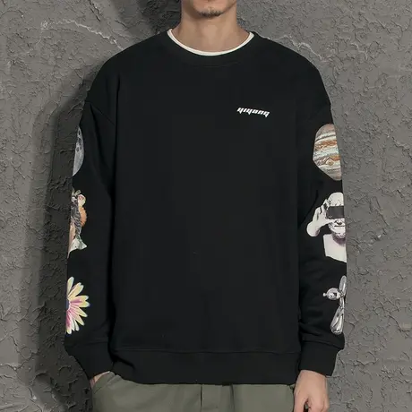 2021年春季圆领个性印花卫衣男街风潮流宽松ins潮牌春装帅气上衣商品大图