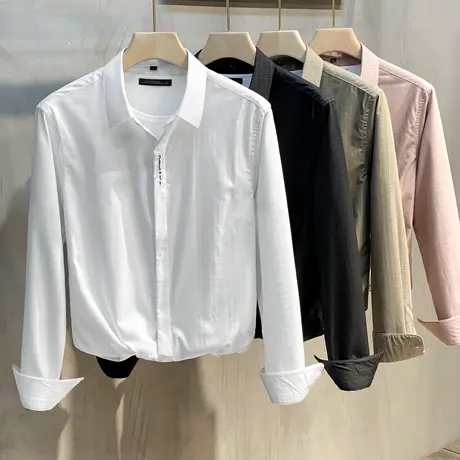 轻奢免烫衬衣长袖男士春秋季男装休闲上衣高端衬衫男韩版潮流修身商品大图