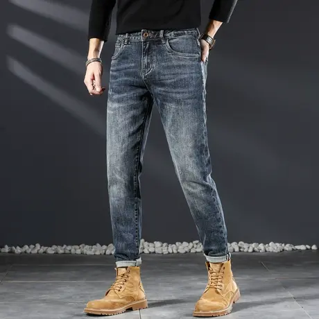 直筒百搭美式高街牛仔裤男款高端港风宽松水洗休闲牛仔裤潮牌长裤商品大图