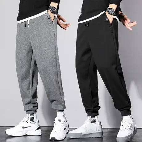 春季哈伦针织灰色运动卫裤男士束脚宽松弹力休闲长裤子男裤春秋款商品大图