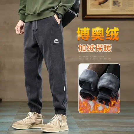冬季抓绒抗寒超厚卫裤2023年新款男生加绒防风休闲裤子秋冬款男裤商品大图