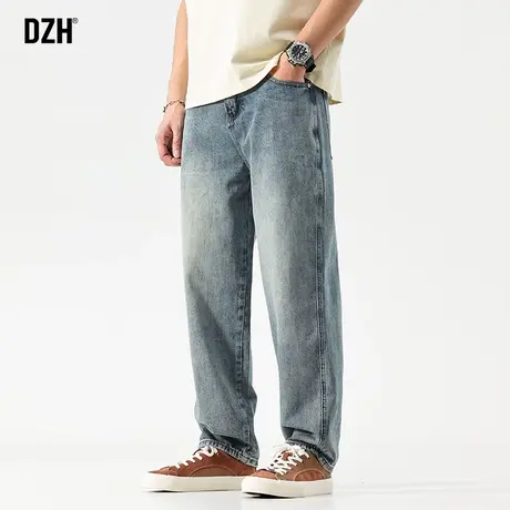 男士浅色牛仔裤男秋冬新款宽松直筒裤大码男裤2023年新款美式裤子商品大图