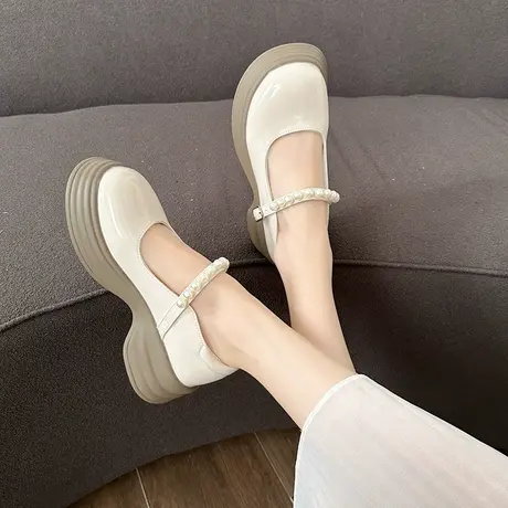 中跟厚底玛丽珍小皮鞋女夏2024新款女鞋仙女风配裙子单鞋女春秋款商品大图