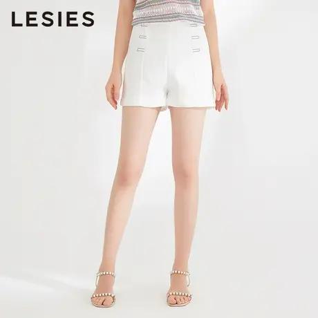 蓝色倾情春秋女装白色中腰薄绣花秋饰短裤女直筒裤热裤图片