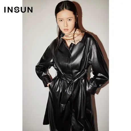 COVER秋季PU皮科技防水长款风衣图片