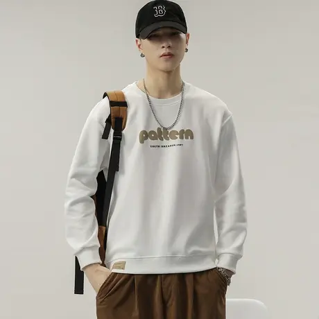 青少年潮牌男装多色圆领长袖卫衣加绒百搭潮流高档男士潮流卫衣商品大图