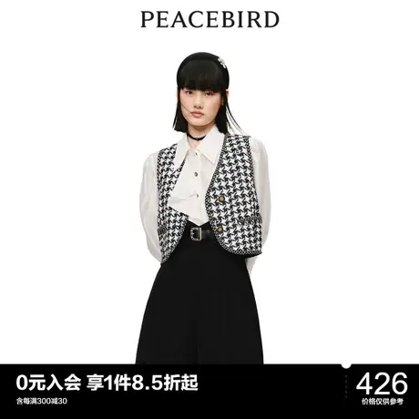太平鸟时尚夏季新款千鸟格马甲衬衫A5CAC3A04图片