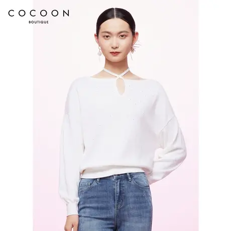 商场同款时尚上衣2023春新款温柔气质系带时尚设计毛针织衫商品大图