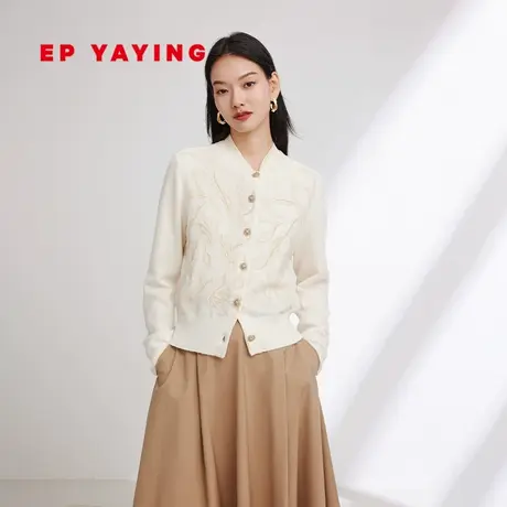EP YAYING雅莹女装 羊毛羊绒小香风花卉针织衫 2024早春新品9169A图片