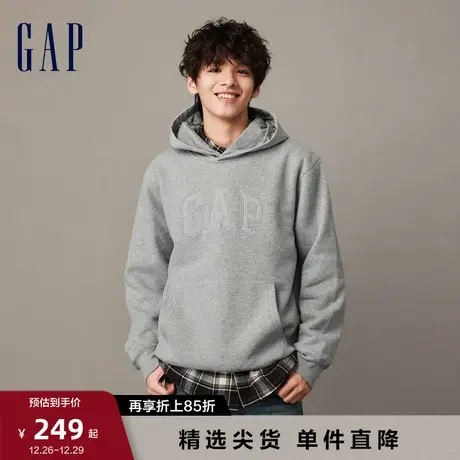 Gap男女装冬季新款LOGO软磨抓绒保暖连帽衫加厚情侣装卫衣841193图片