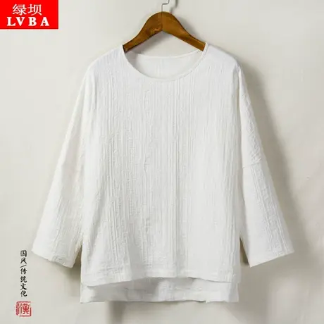 佛系男装中国风棉麻衣长袖t恤复古风青年汉服汉元素上衣古代衣服图片