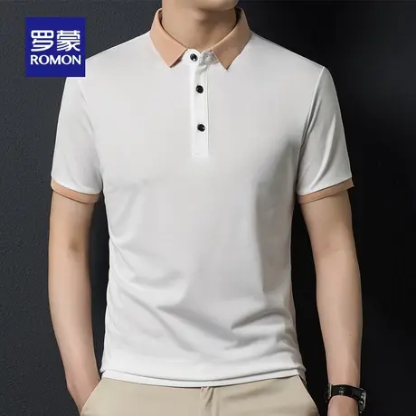 【直降】【弹力无痕】罗蒙短袖翻领POLO2024夏季商务百搭简约T恤图片