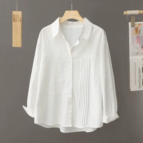 白色衬衣女2024早春新款纯棉洋气衬衫女小个子全棉设计感小众上衣商品大图