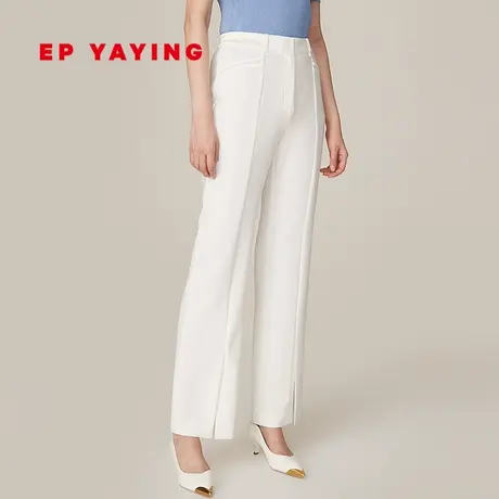 [四面弹醋酸]EP雅莹高端系列 白色开叉直筒微喇裤 商场同款6410B图片