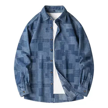 牛仔外套男潮牌潮流春季新款休闲衬衫夹克青少年帅气百搭宽松衣服图片