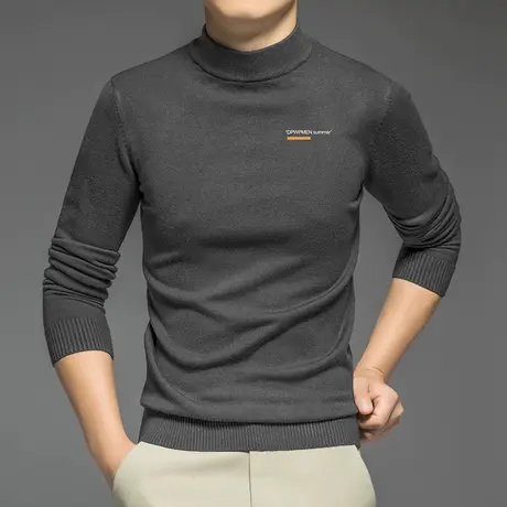 男士毛衣秋冬季半高领针织衫字母印花潮流内搭中领打底衫线衣毛衫图片